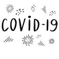 Covid-19 Coronavirus calligraphy lettering illustration icons set Royalty Free Stock Photo